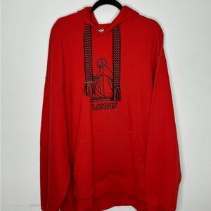 Lanvin Curb Hoodie Sweatshirt Ruby Red Men’s XL.